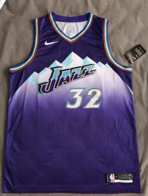 NBA 32 Malone Jazz Maillot Retro Violet personnalisé imprimé